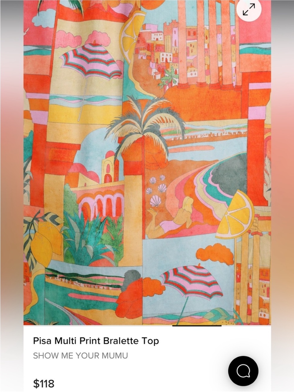 Show Me Your MuMu Postcards From Italia Pisa Bralette top - Picture 2 of 8